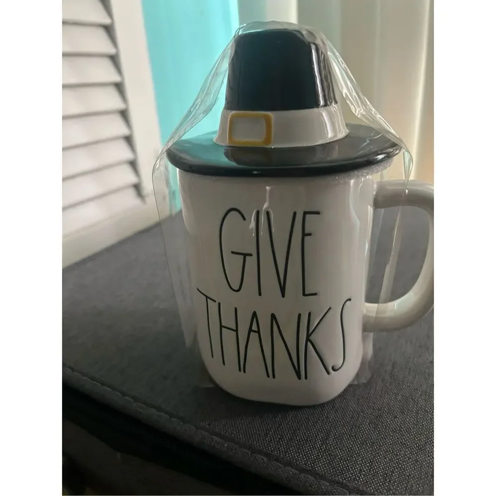 Rae Dunn Give Thanks Topper Mug